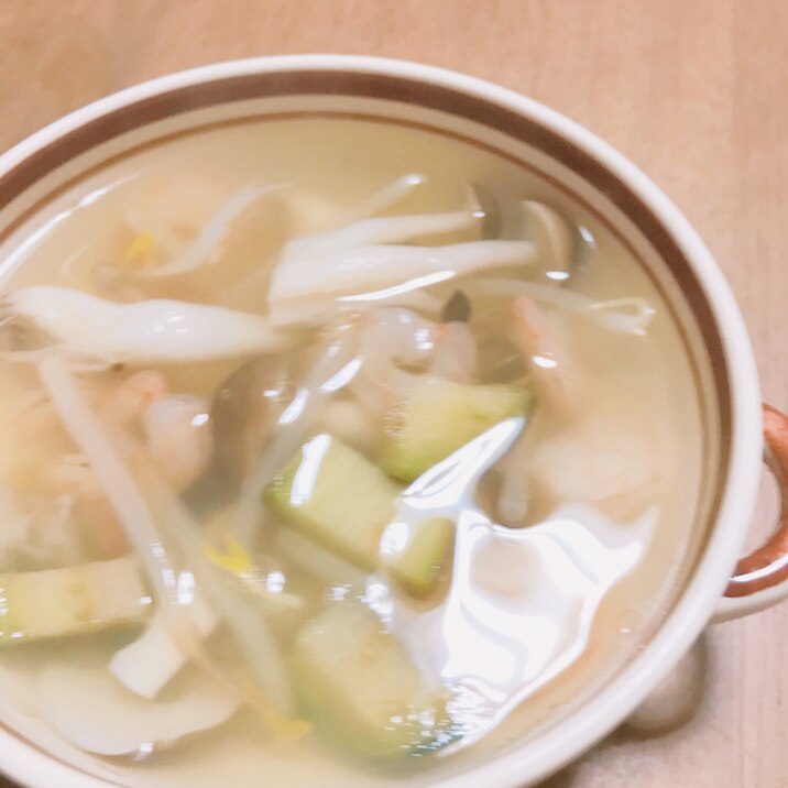 あっさり海老と茄子の中華スープ